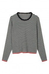 Mads Nørgaard - Strik - One Stripe Ellis Knit - Black/Ecru