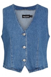 Pieces - Vest - Pcsky Vest - Medium Blue Denim