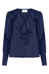 Neo Noir - Bluse - Sandie Sateen Blouse - Navy