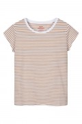 Mads Nørgaard - T-shirt - Organic Jersey Stripe Teasy Tee FAV - Brilliant White/Tiger´S Eye