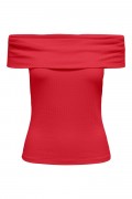 JDY - Top - JDY Fransiska S/S Offshoulder Top - High Risk Red