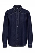 JDY - Skjorte - Jdy Bella Embroidery Shirt - Dark Blue Denim